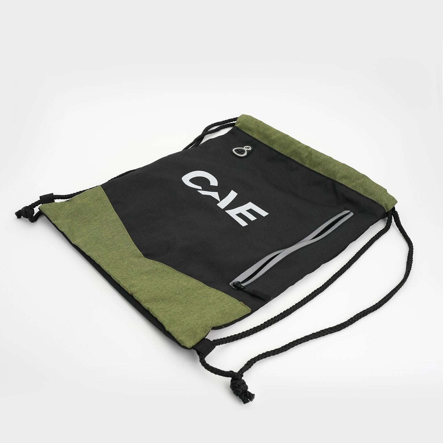 CAE Drawstring Backpack – Black & Olive