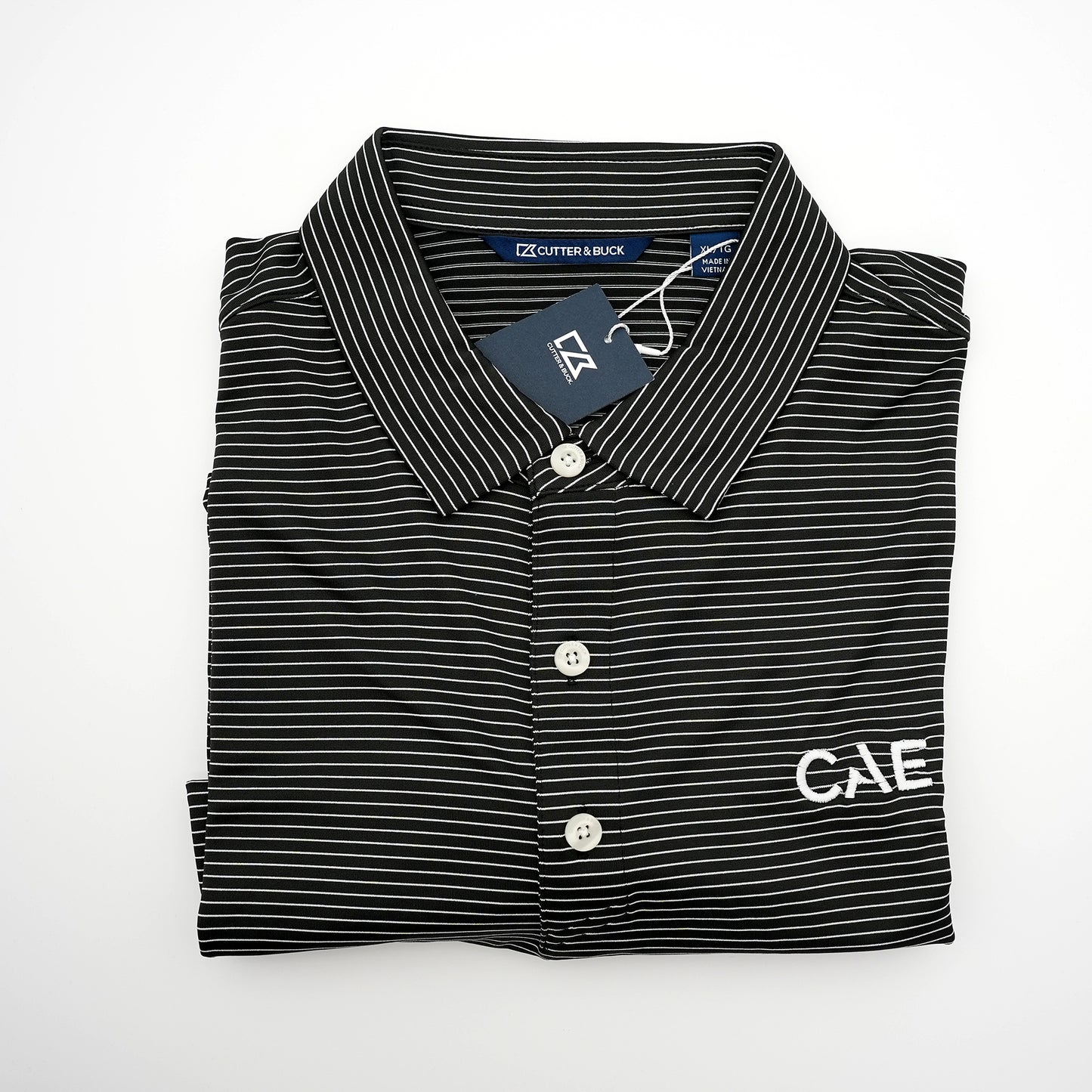 Cutter & Buck Black Pinstripe CAE Polo
