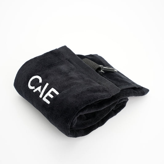 CAE Black Embroidered Golf Towel with Clip